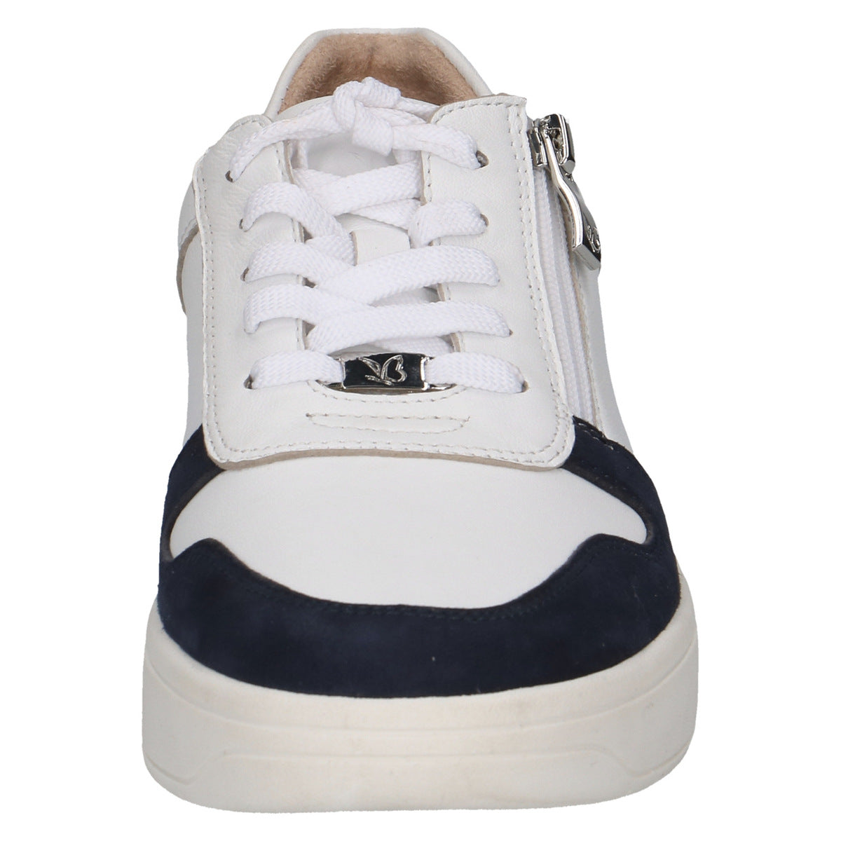 Navy & White Leather Sneakers