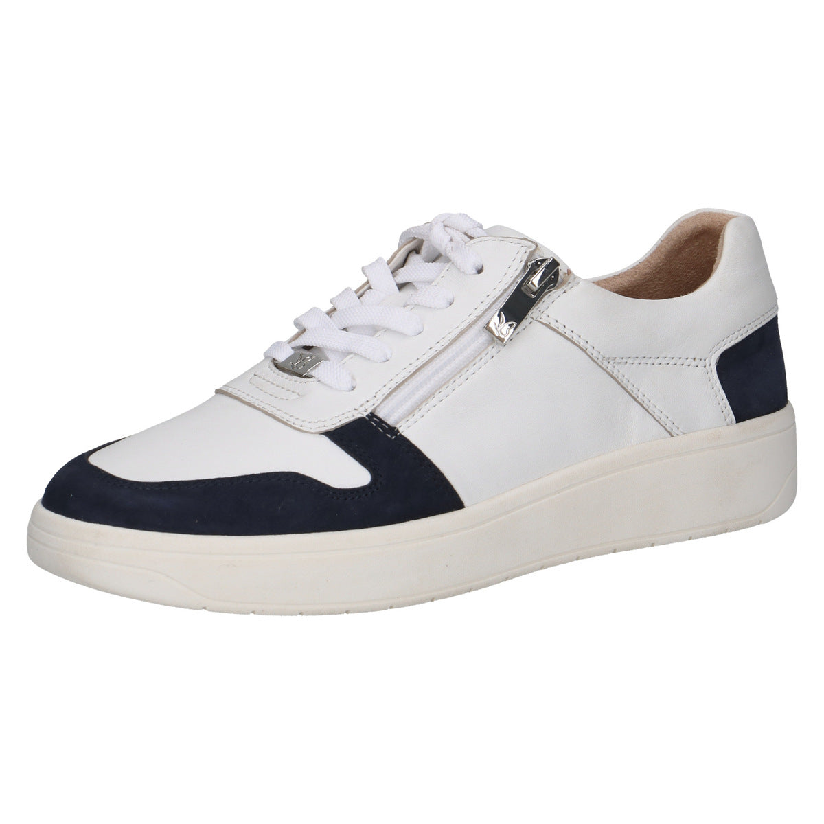 Navy & White Leather Sneakers