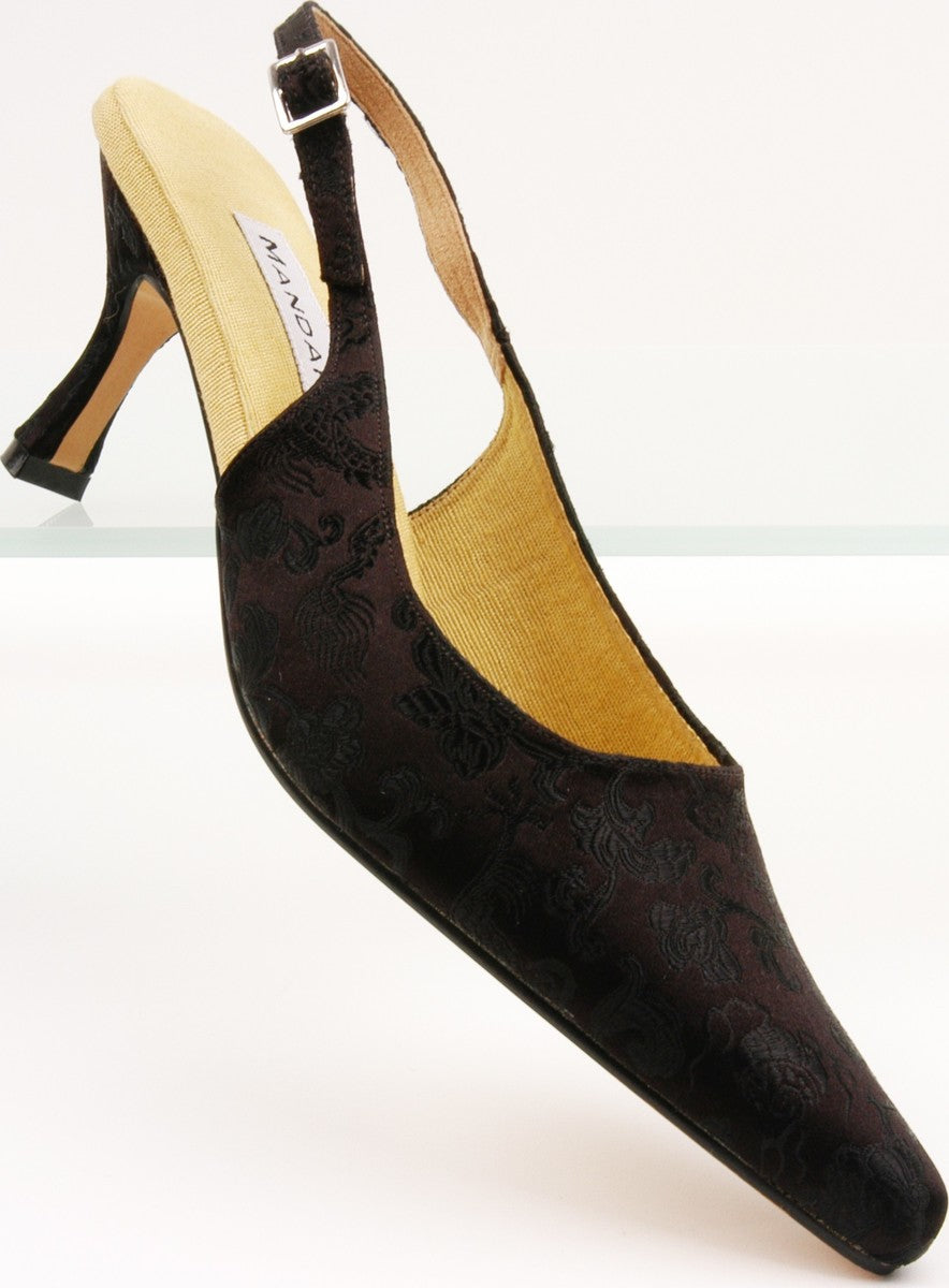 Bella Black Brocade Slingbacks