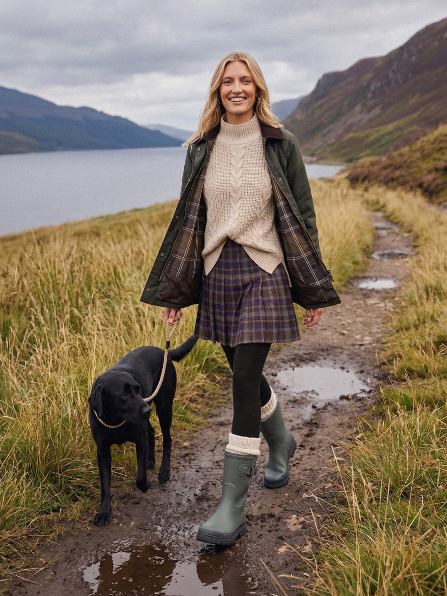 Khaki Fur Lined Short Welly Boots