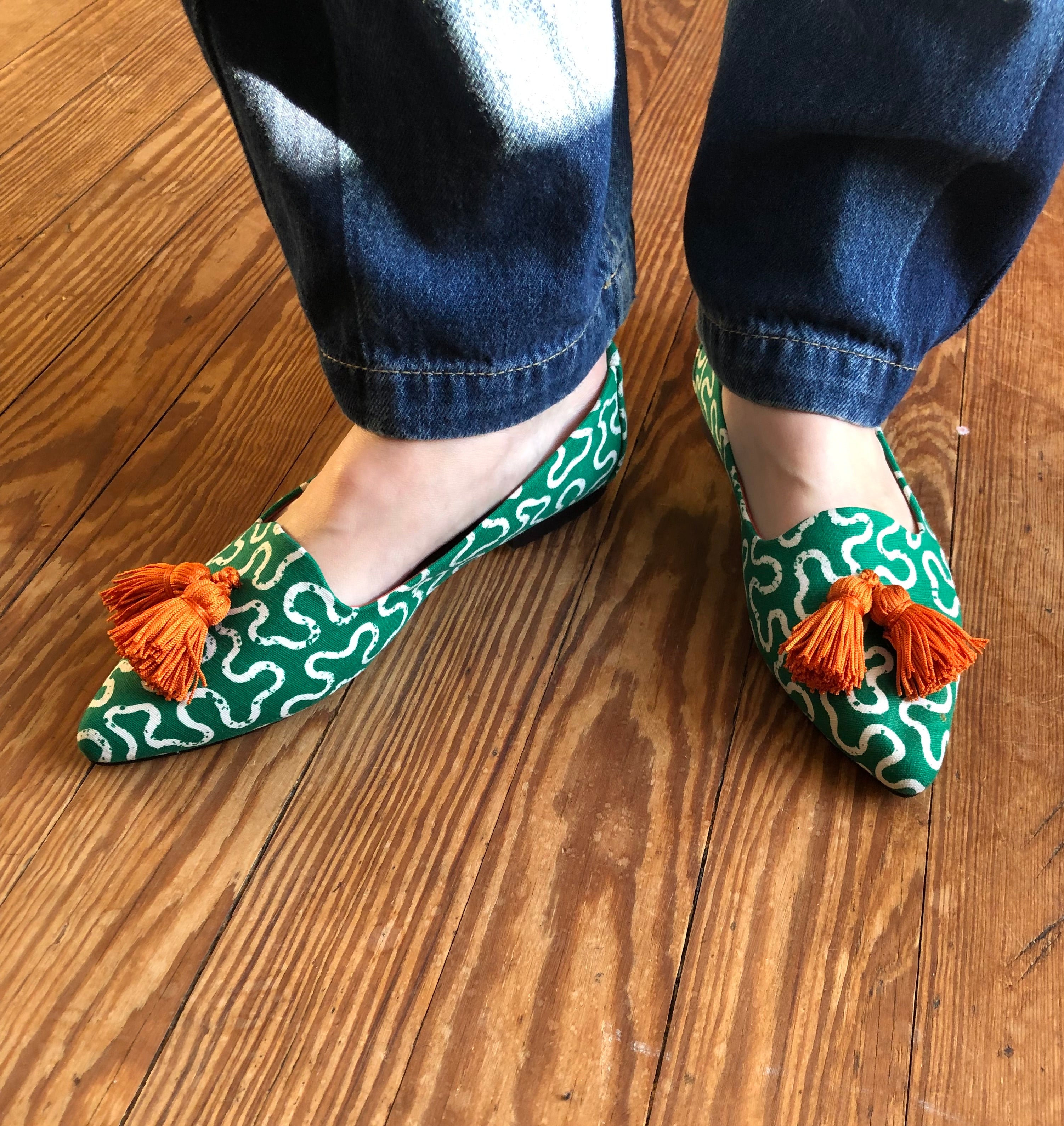 Squiggle Tassel Flats