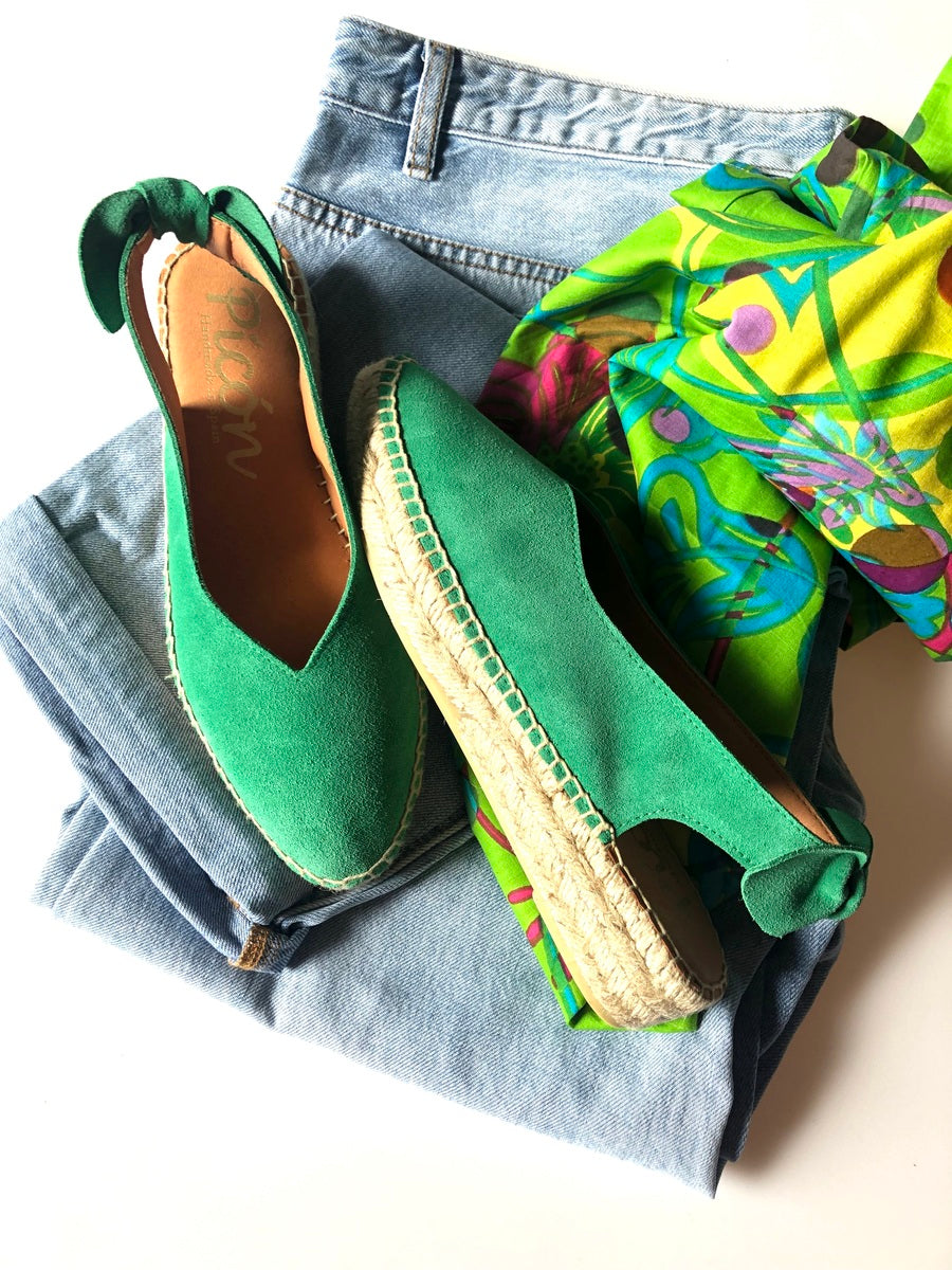 Valencia Bow Trim Espadrilles / emerald