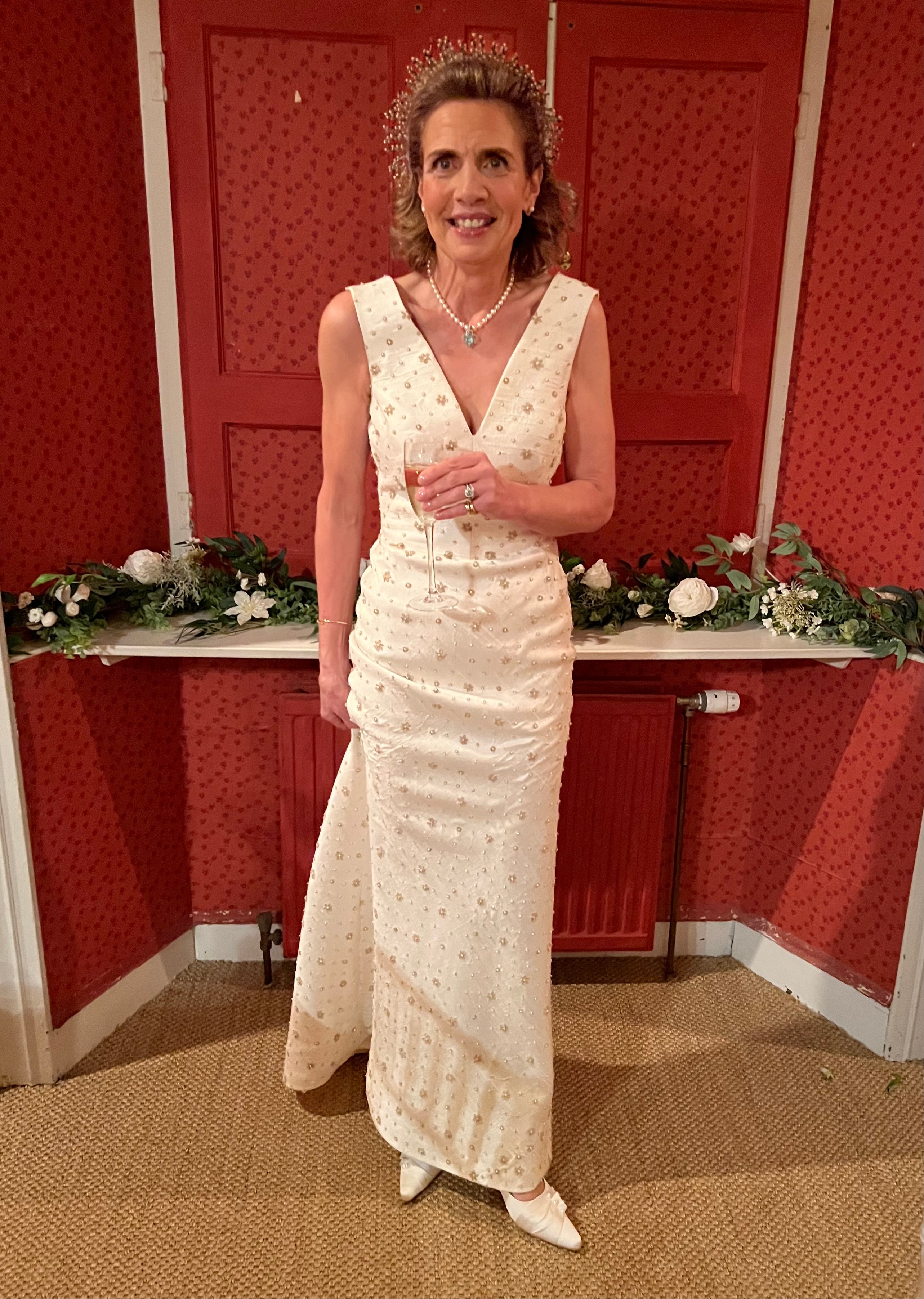 Pearl & Satin Trim Kitten Heel Wedding Shoes