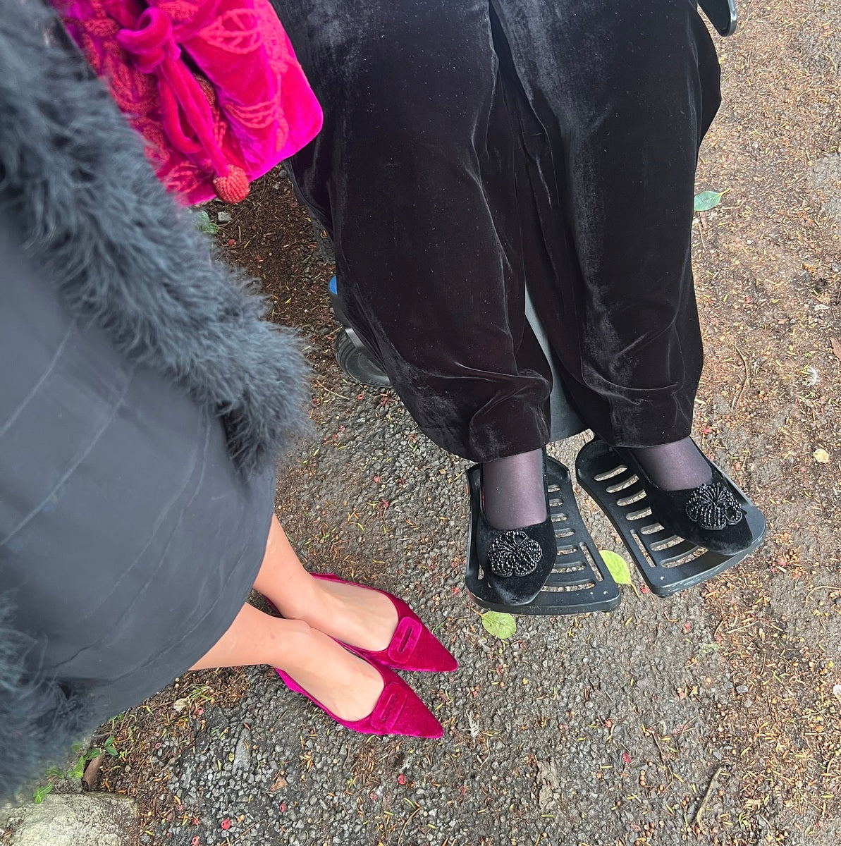 Fuchsia Velvet Kitten Heels