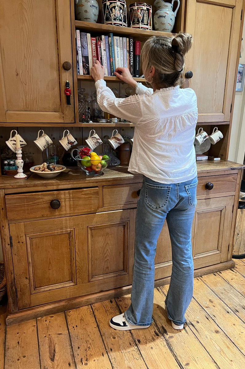 Navy & White Leather Sneakers