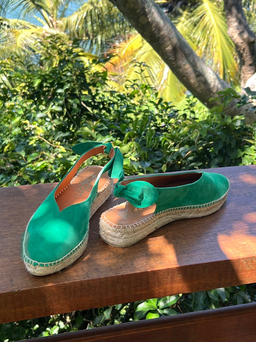 Valencia Bow Trim Espadrilles / emerald