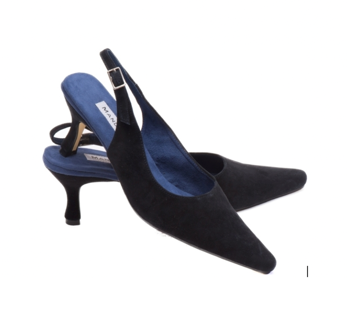 Saskia Navy Suede Slingbacks