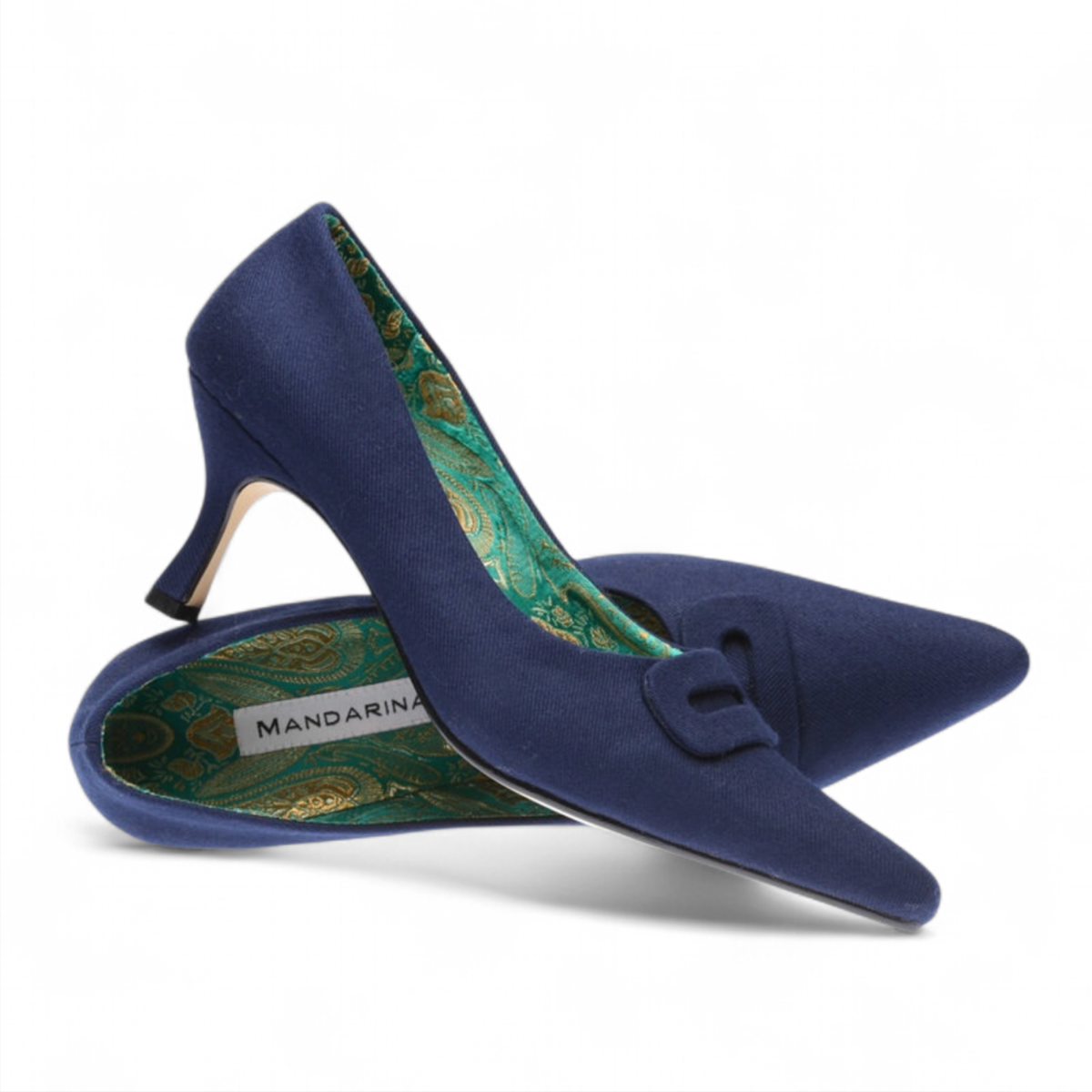 French Navy Buckle Court Shoes