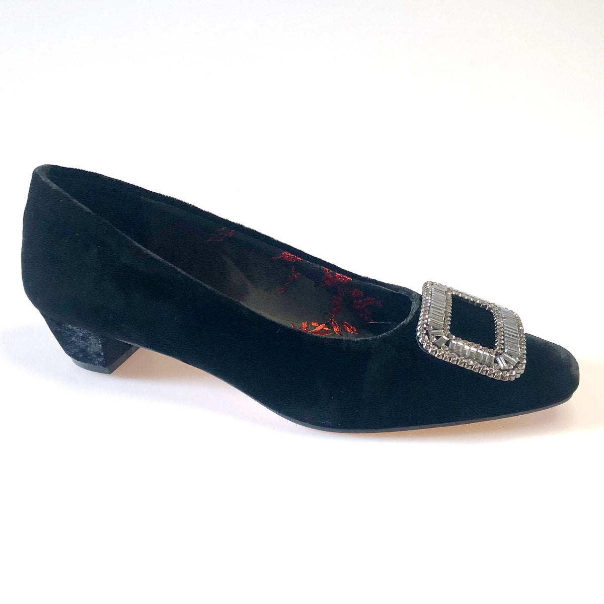 Black Diamanté Court Shoes