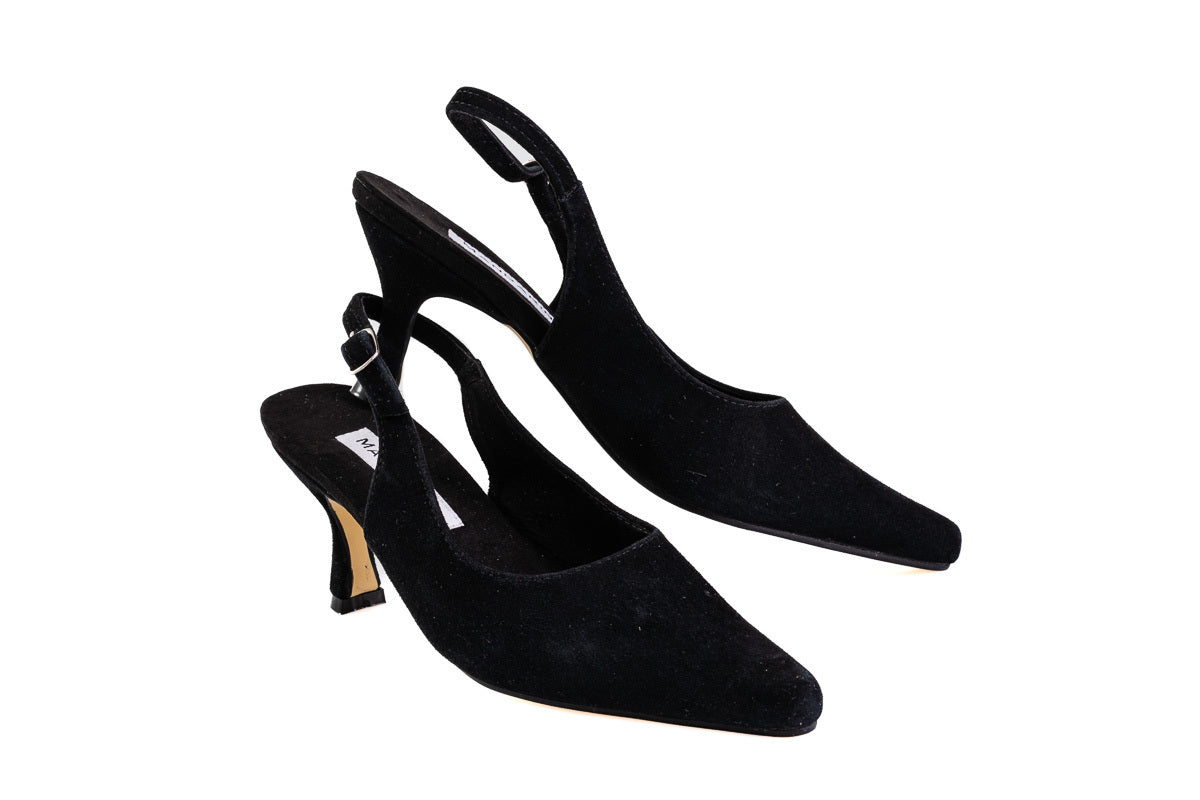 Classic Black Suede Slingback