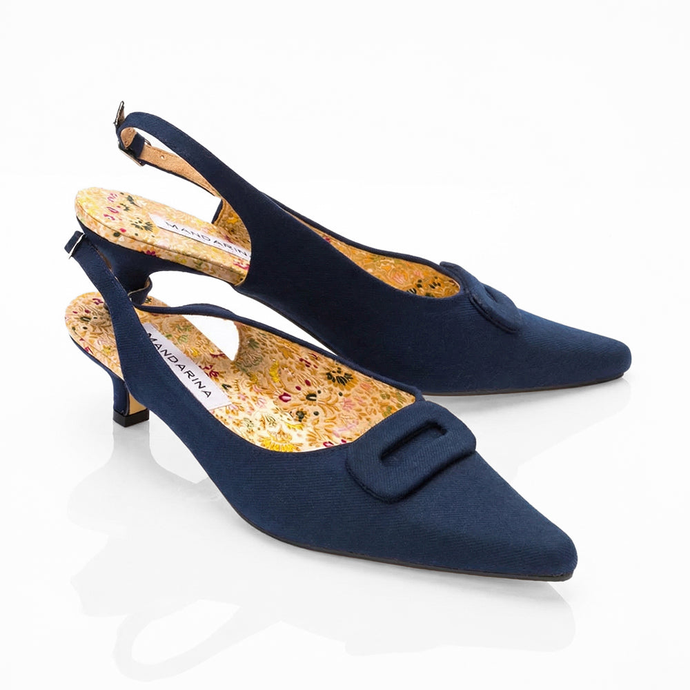 French Navy Kitten Heels