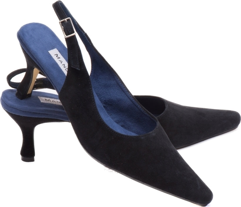 Saskia Navy Suede Slingbacks