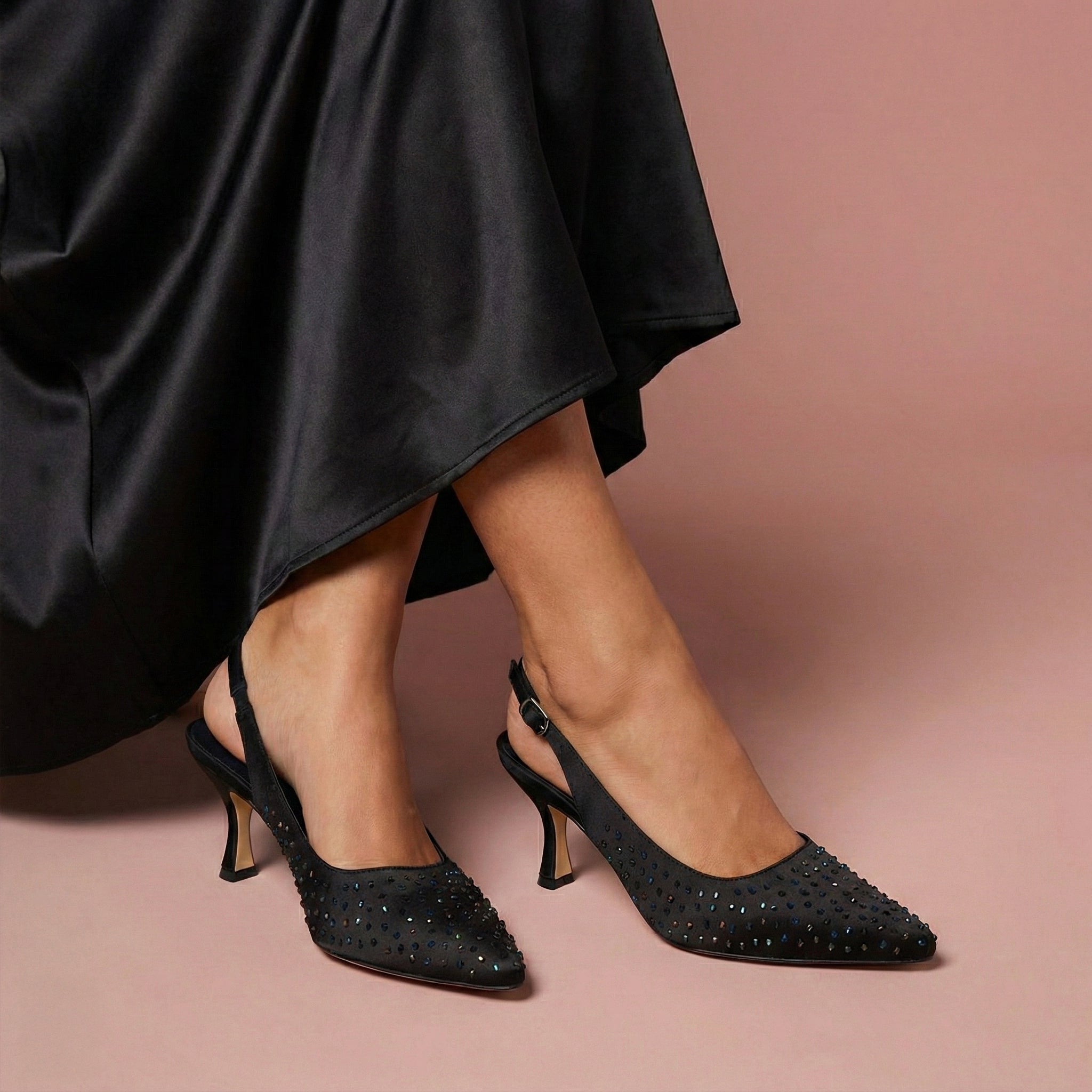 Alicia Beaded Evening Shoes / Black