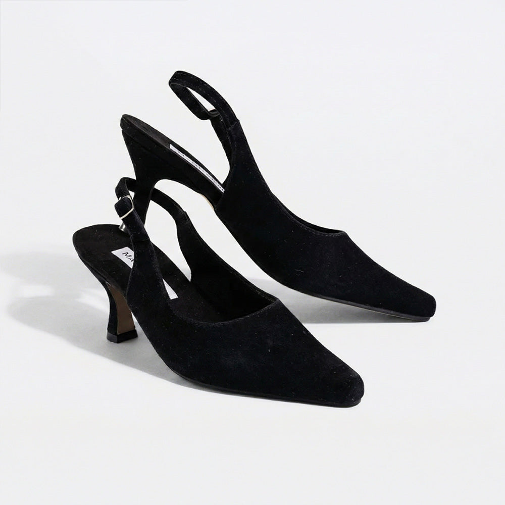 Classic Black Suede Slingback