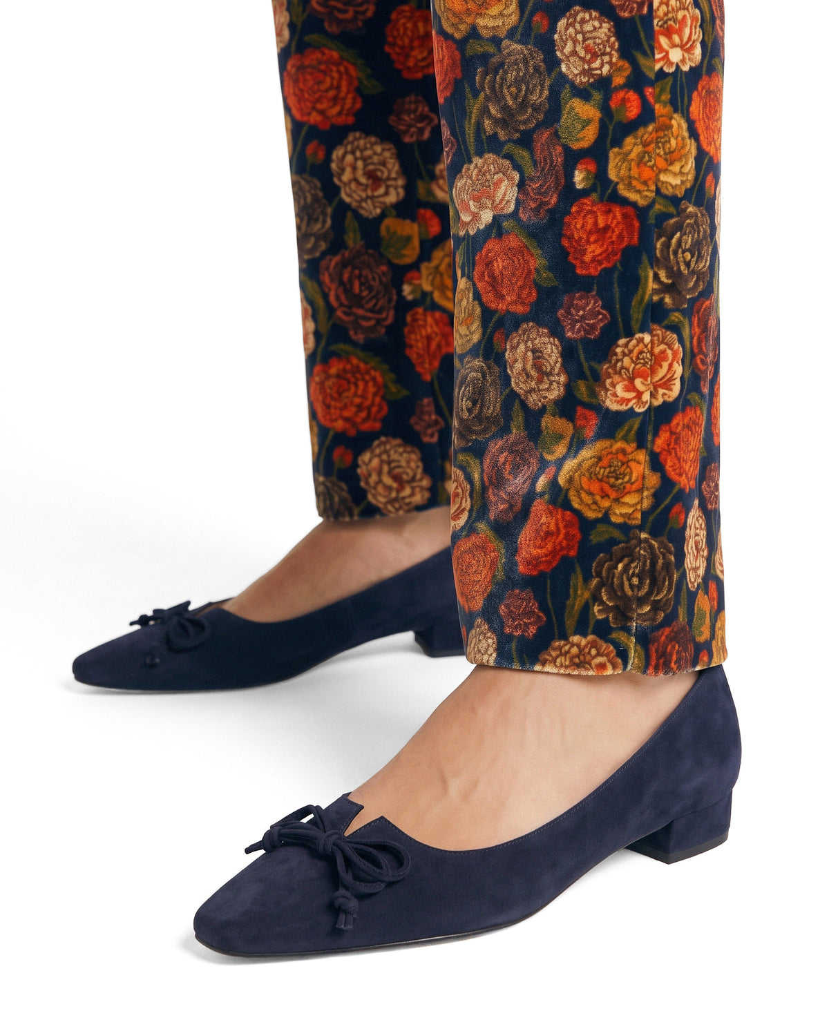 Bow Trim Low Heeled Navy Court