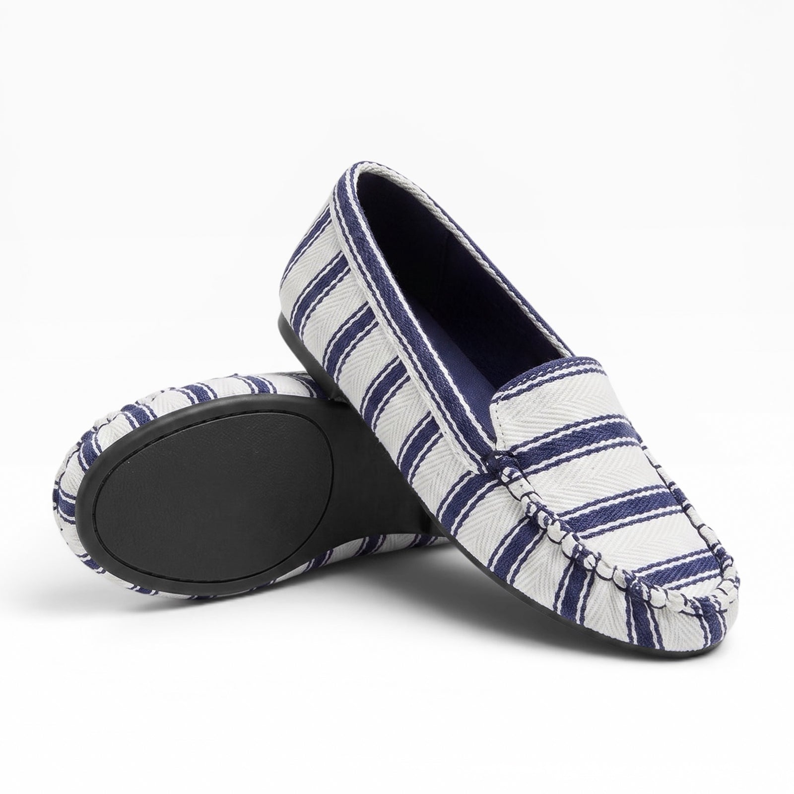 Ticking Stripe Moccasins