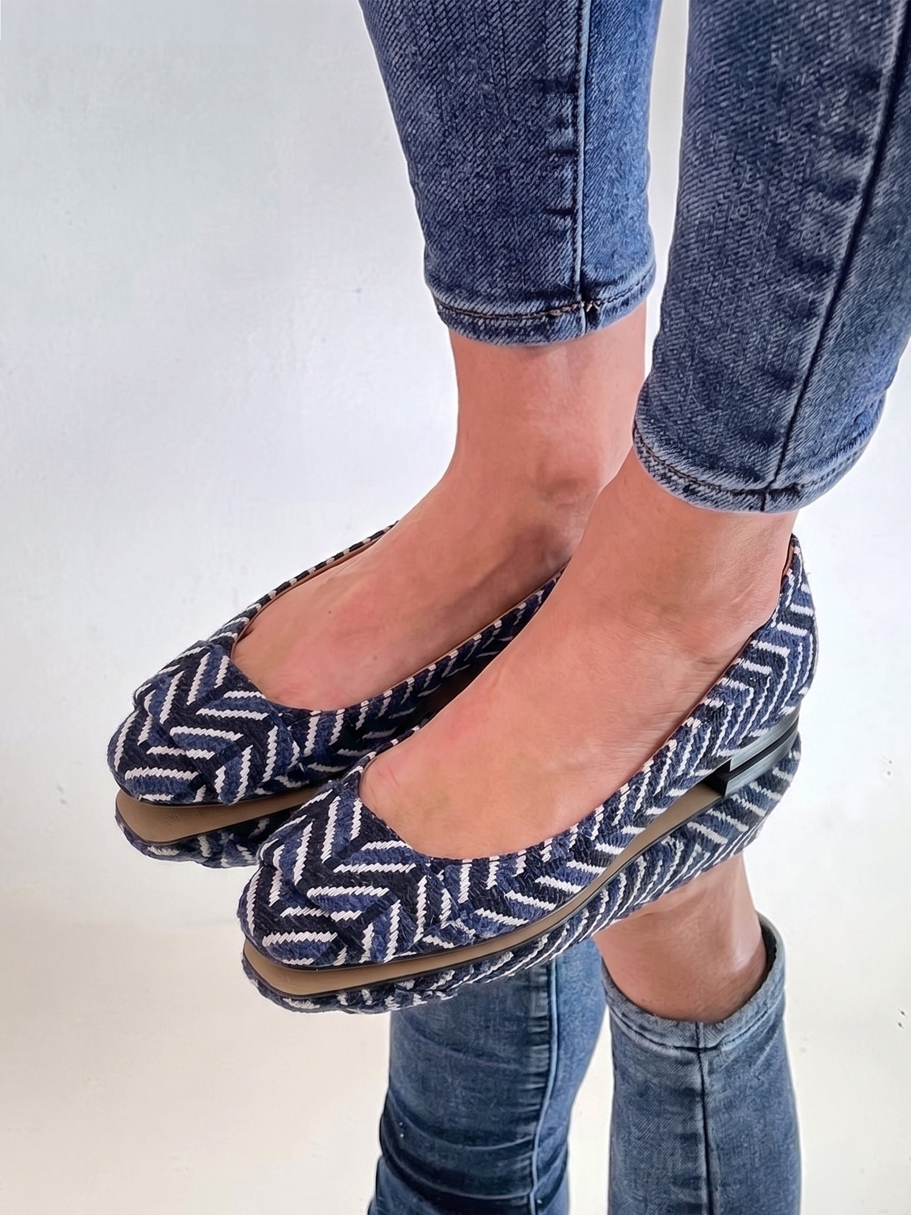 Chevron Italian Buckle Flats
