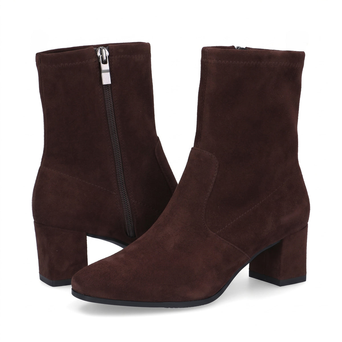 Klara Stretch Suede Ankle Boots / Chocolate