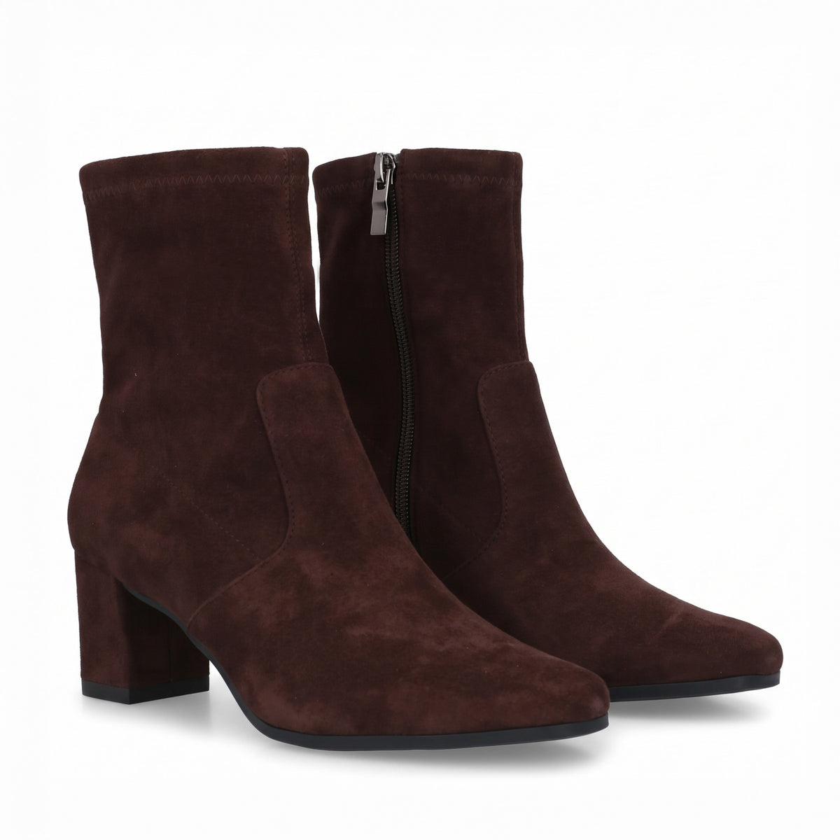 Klara Stretch Suede Ankle Boots / Chocolate