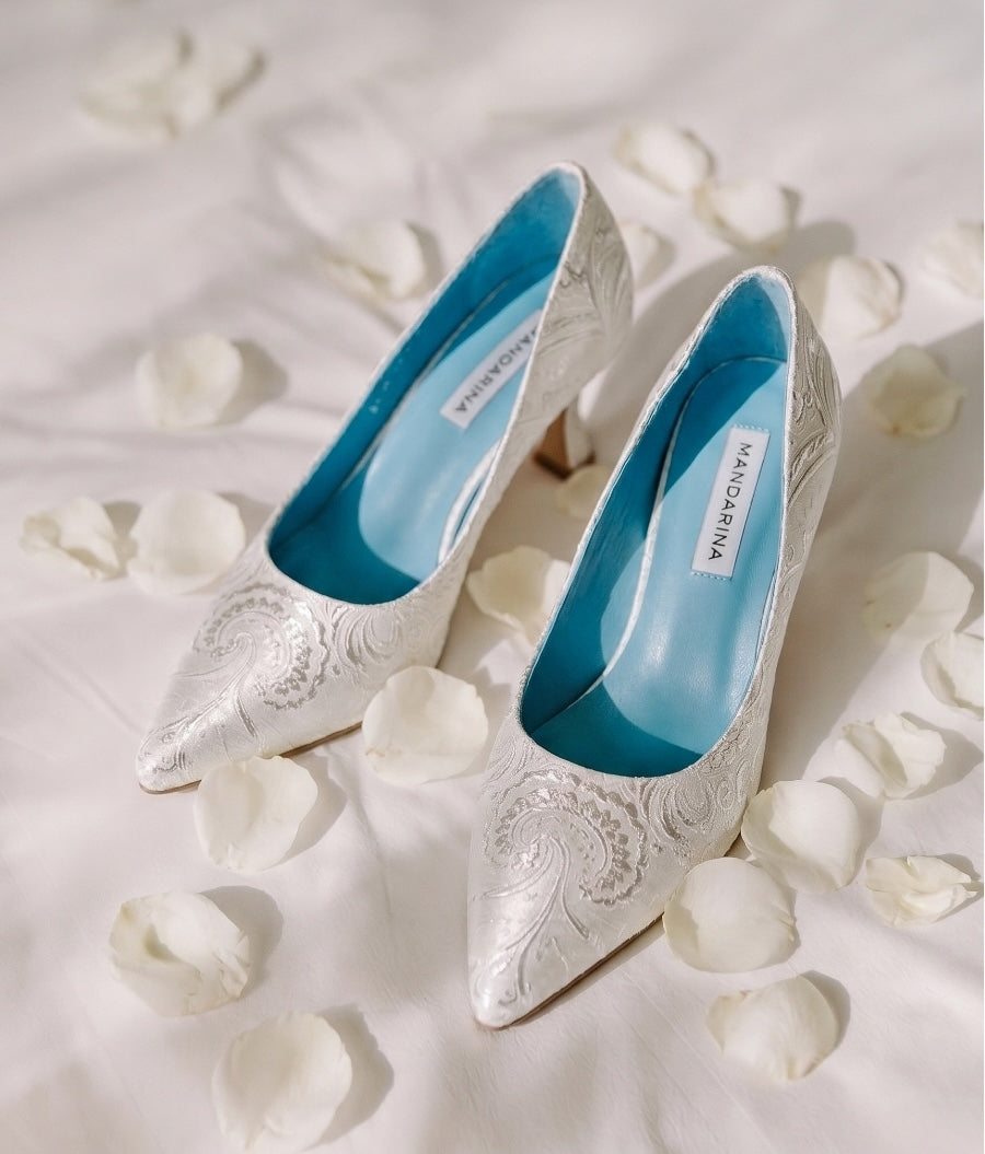 Silver Paisley Court Shoes