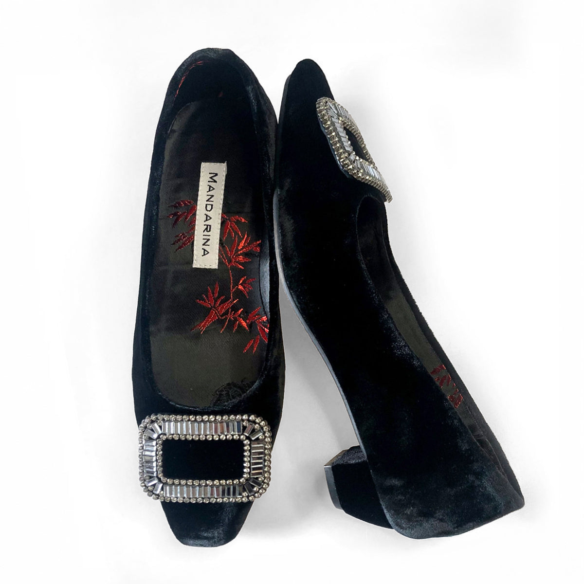Black Diamanté Court Shoes