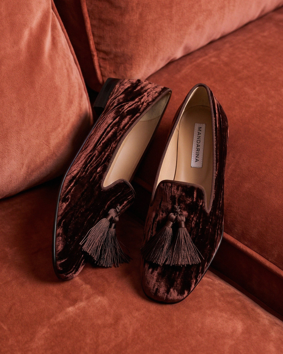 Firenze Choco Velvet Tassel Loafers