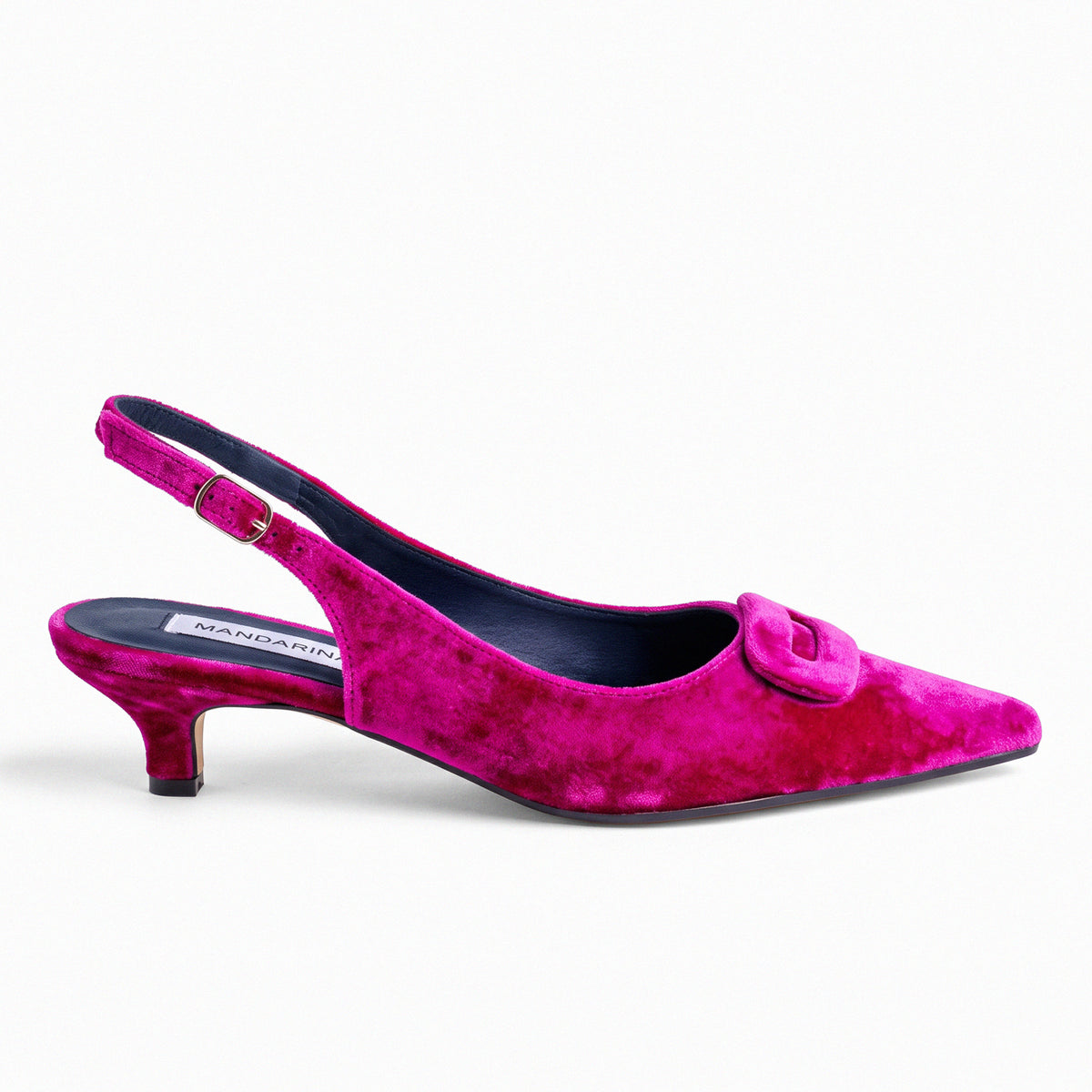 Fuchsia Velvet Kitten Heels
