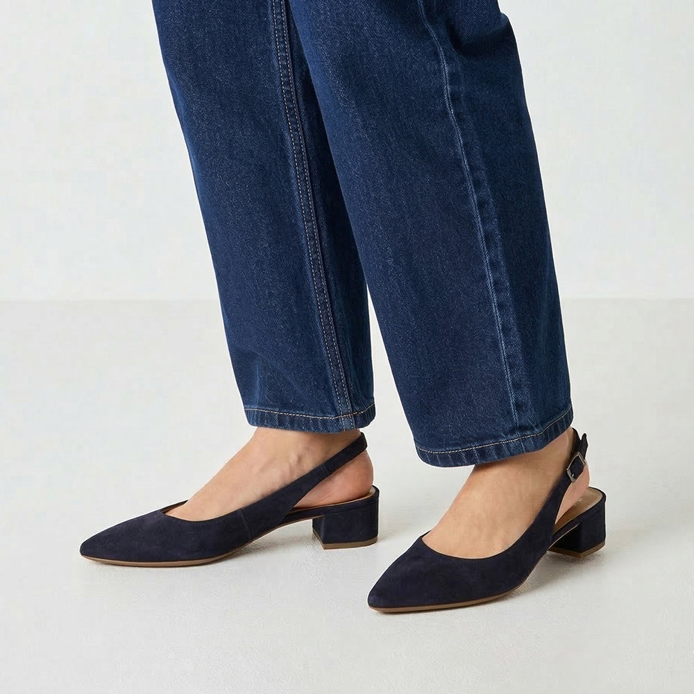 Georgie Slingback Sandals / Navy Blue