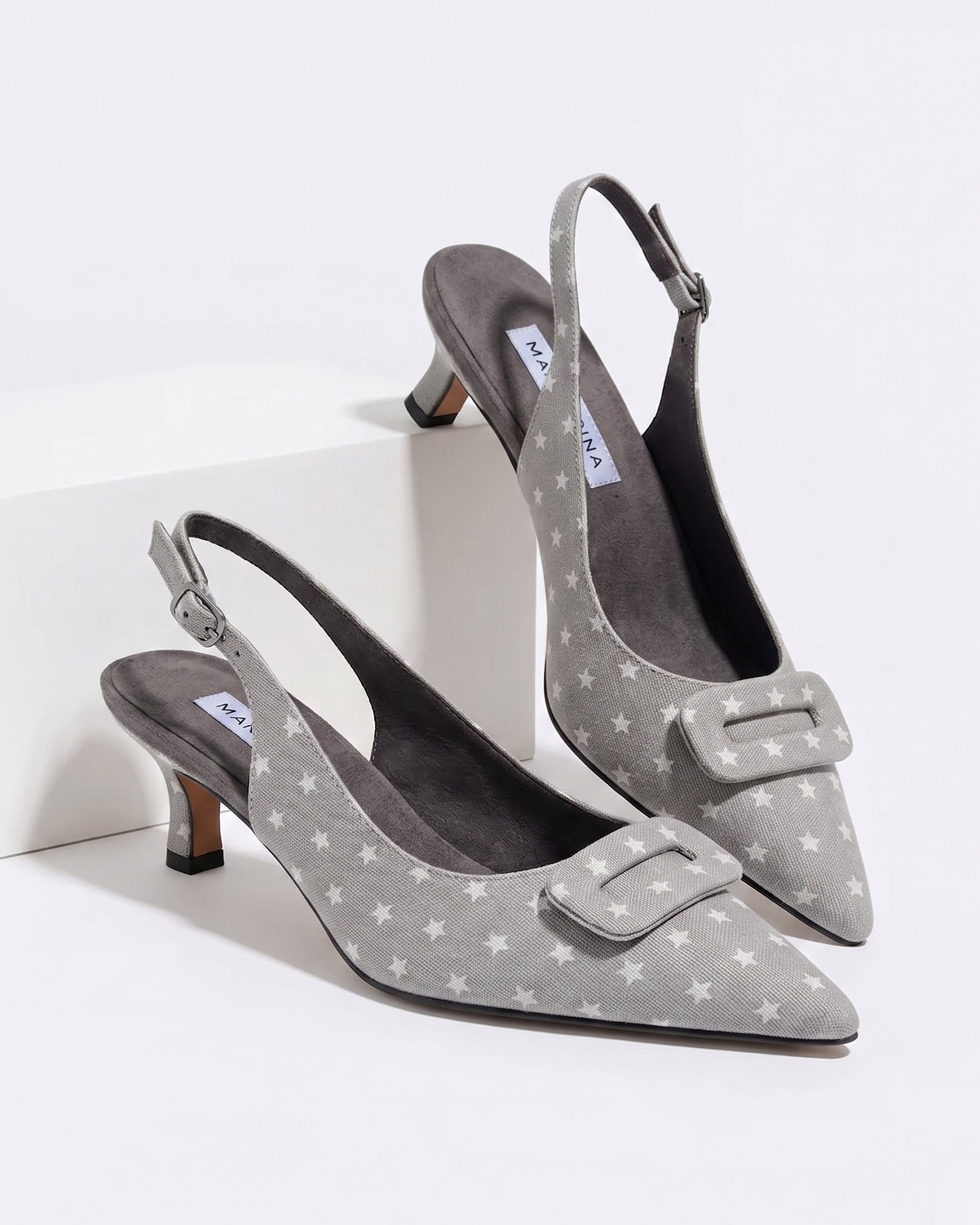 Grey Star Kitten Heels