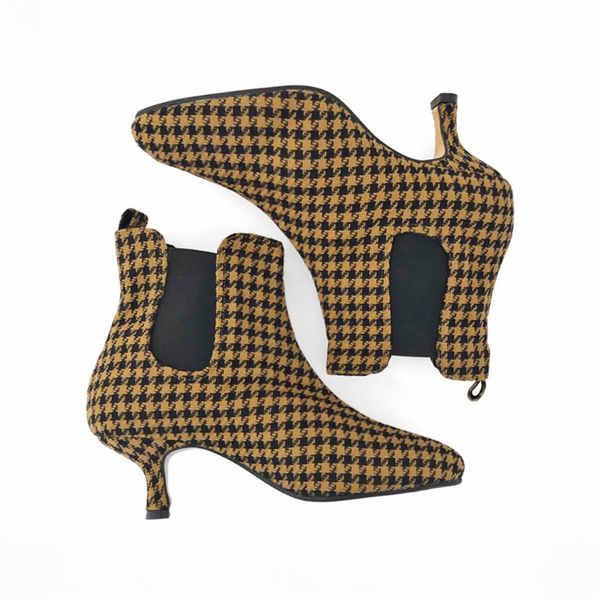 Tan Houndstooth Ankle Boots - LAST PAIR!