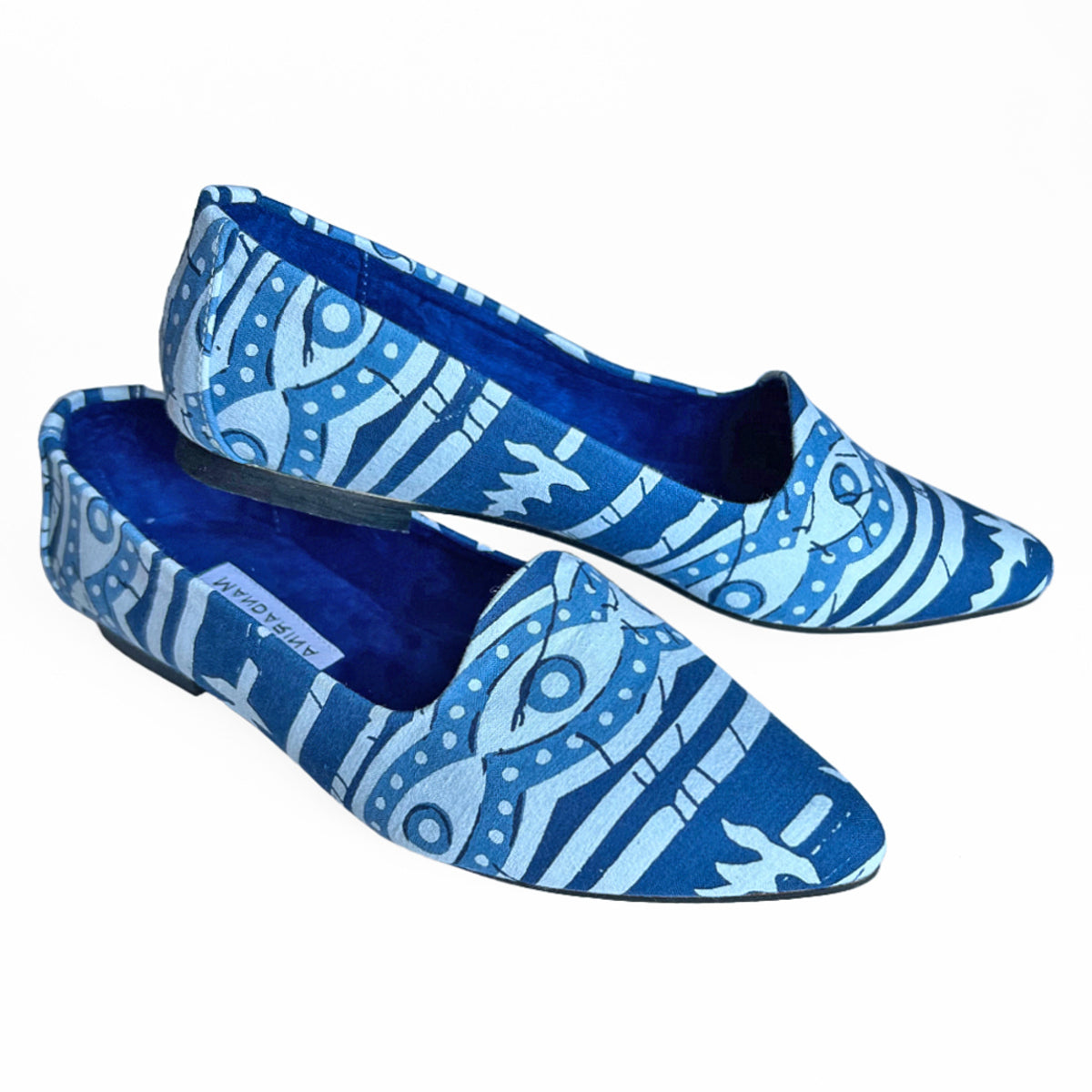 Indigo Batik Print Flats