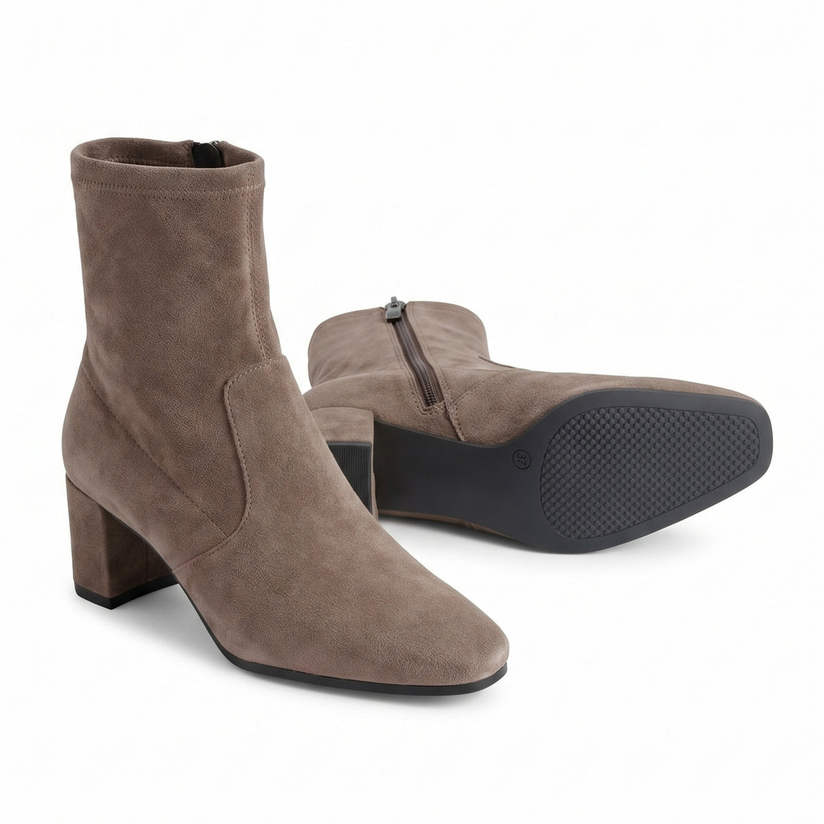 Klara Stretch Suede Ankle Boots / Mushroom