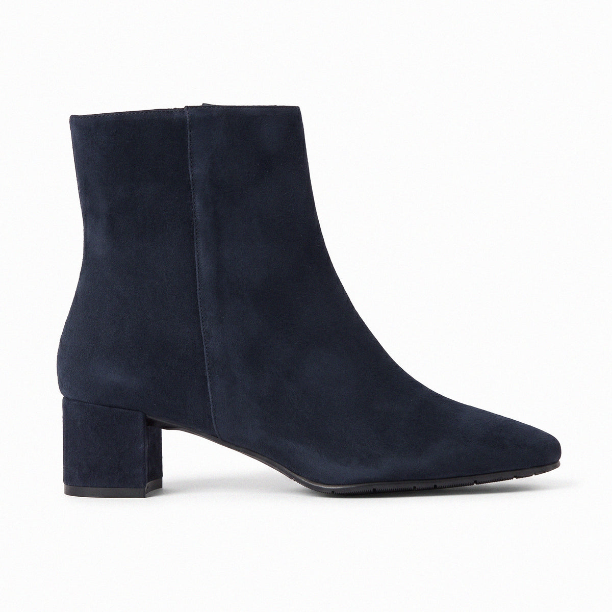 basic navy blue suede ankle boot