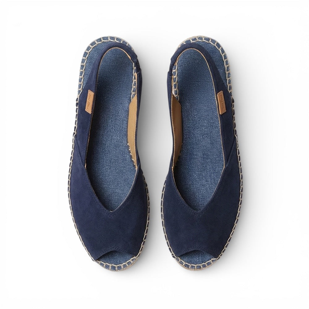 navy blue suede espadrille wedges