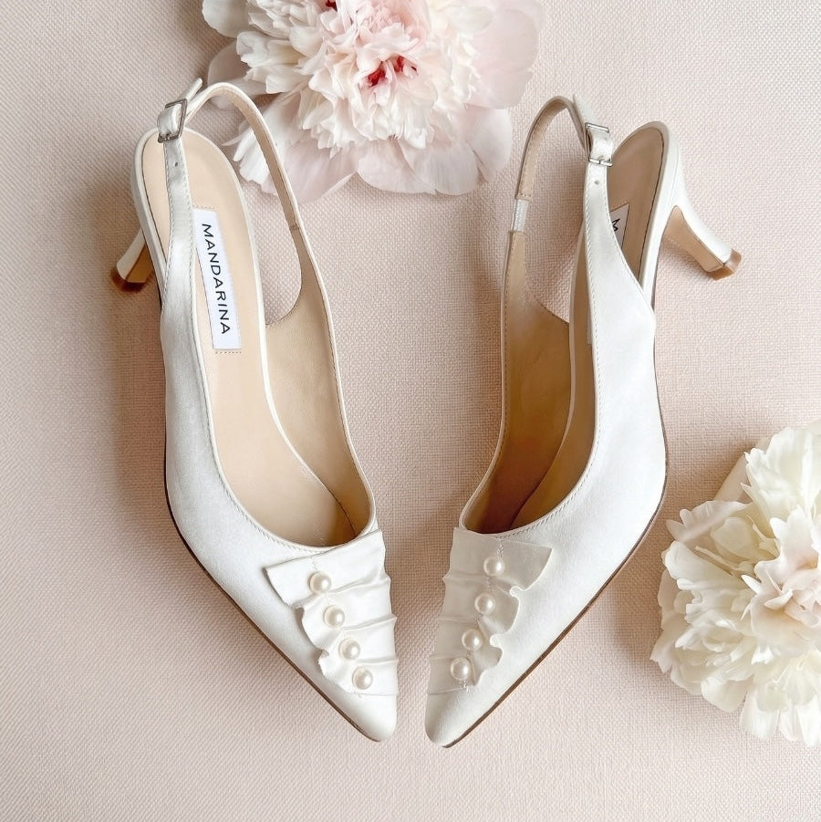 Pearl & Satin Wedding Slingbacks