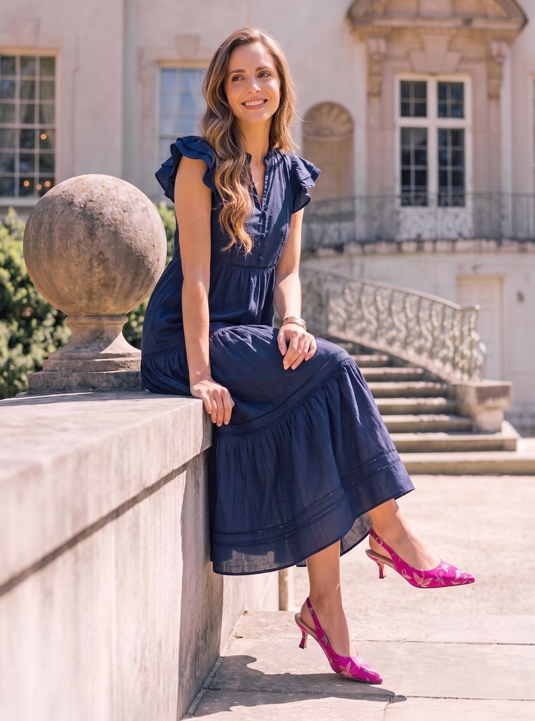 Pink Butterfly Slingbacks