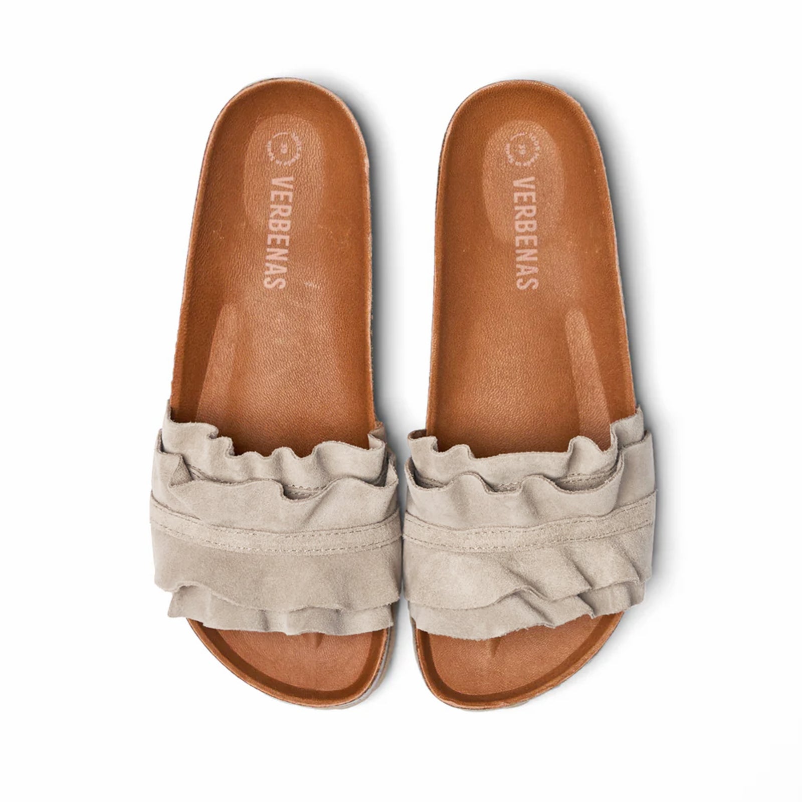 Coastal Breeze Ruffle Slider Sandals / Stone