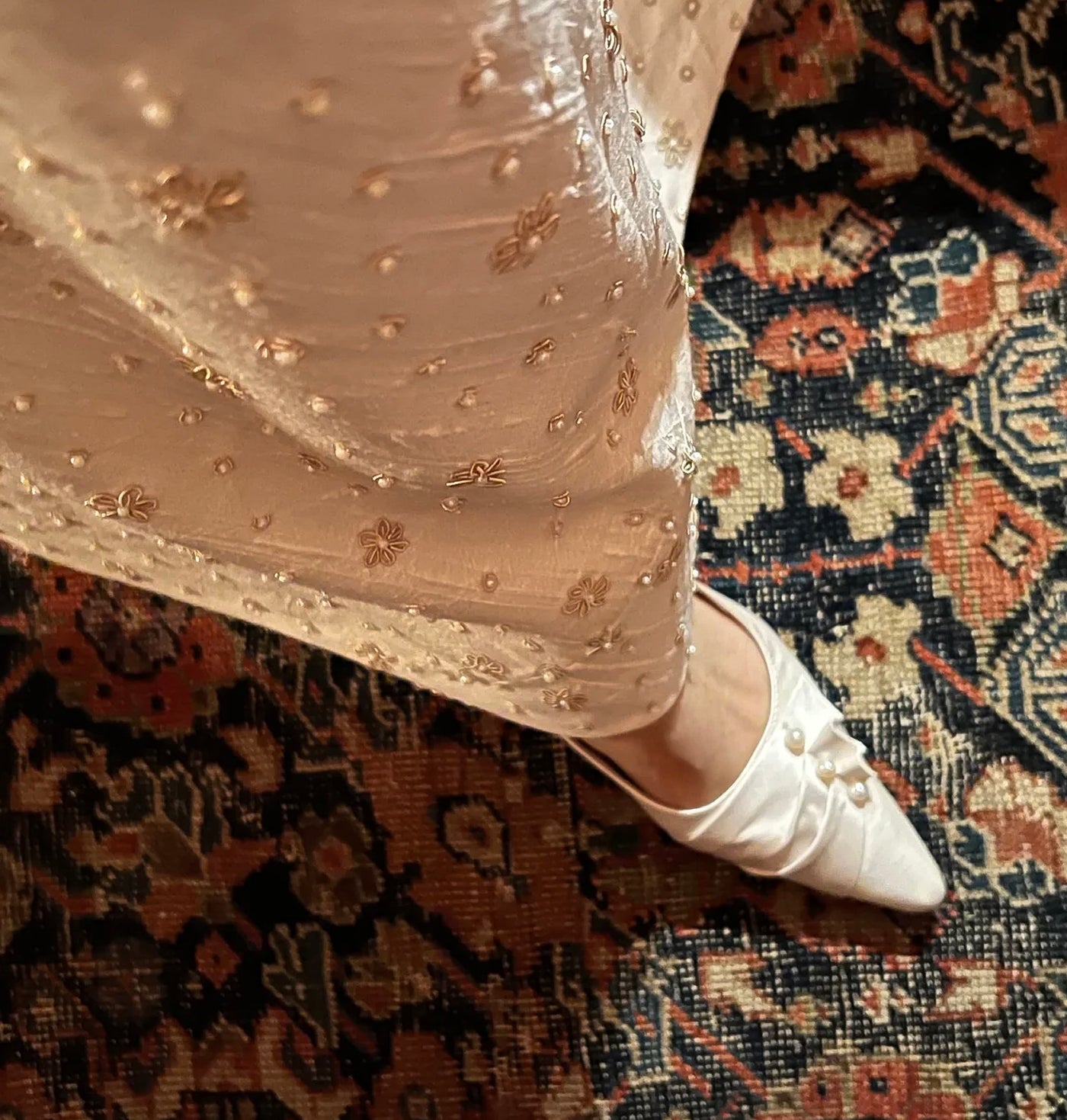 Pearl & Satin Wedding Slingbacks