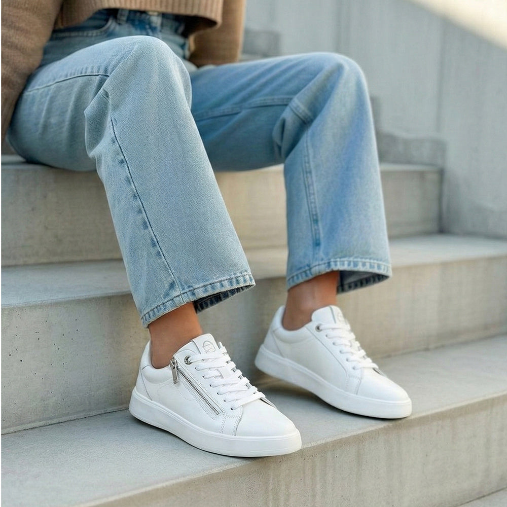 Basic All-White Leather Sneakers