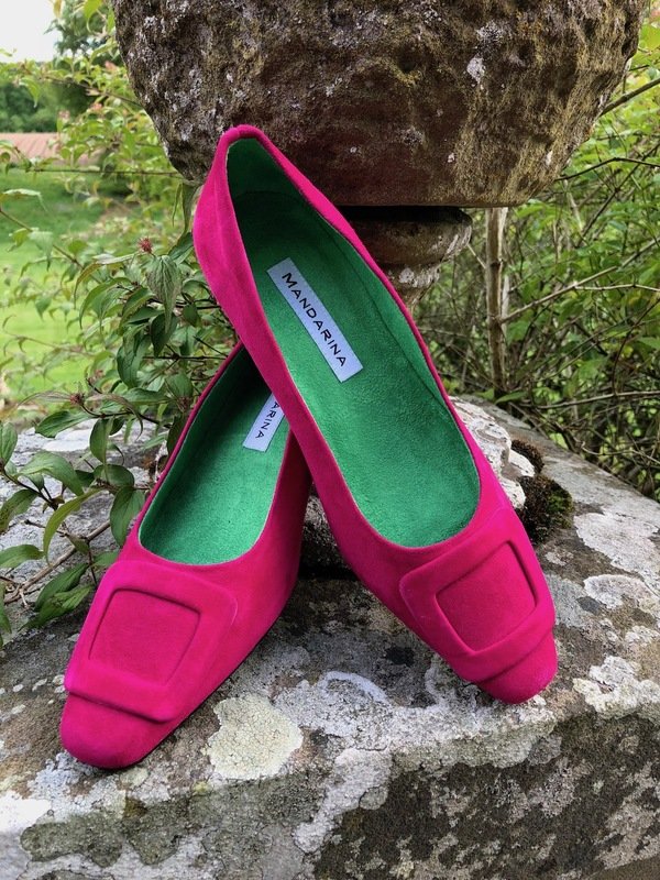 Pink Suede Court Shoes