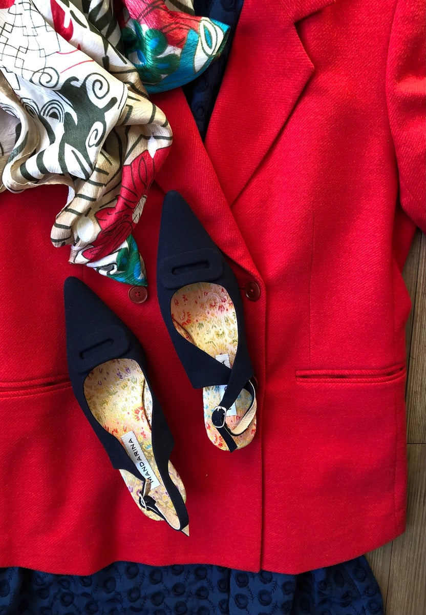 French Navy Kitten Heels