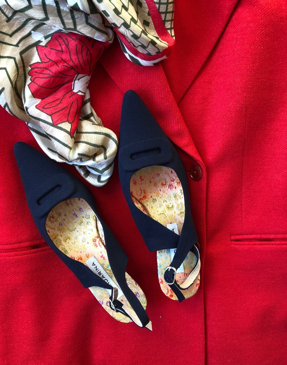 French Navy Kitten Heels