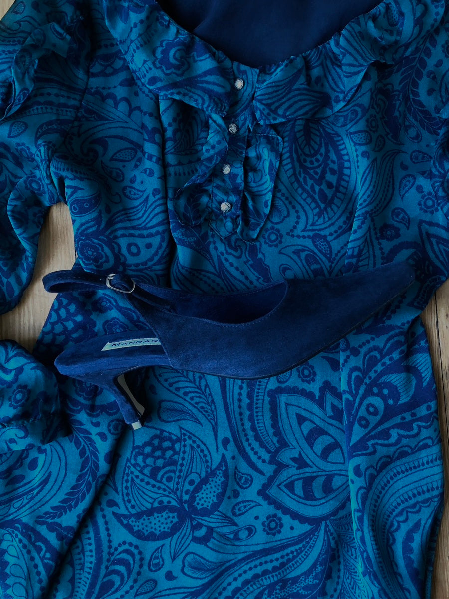 Saskia Navy Suede Slingbacks