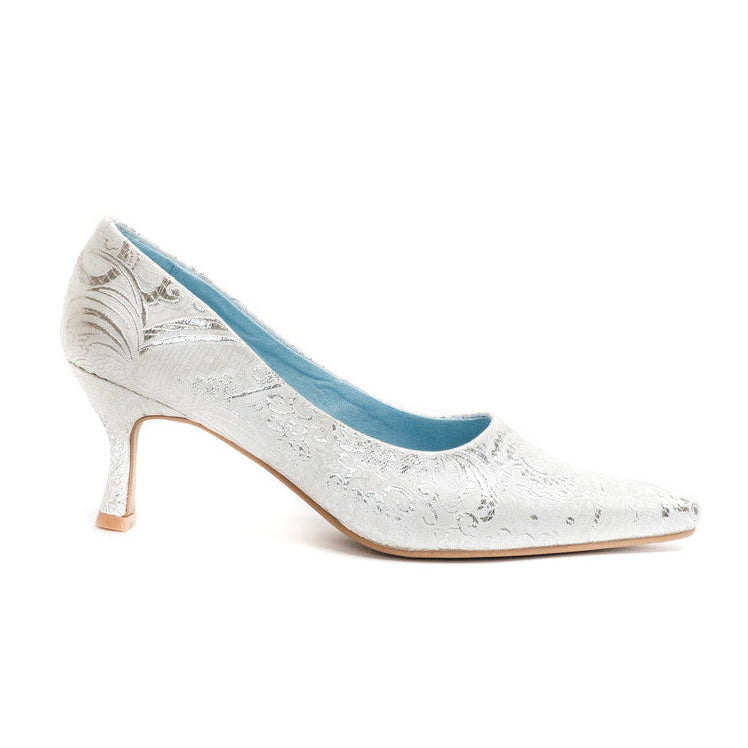 Silver Paisley Court Shoes
