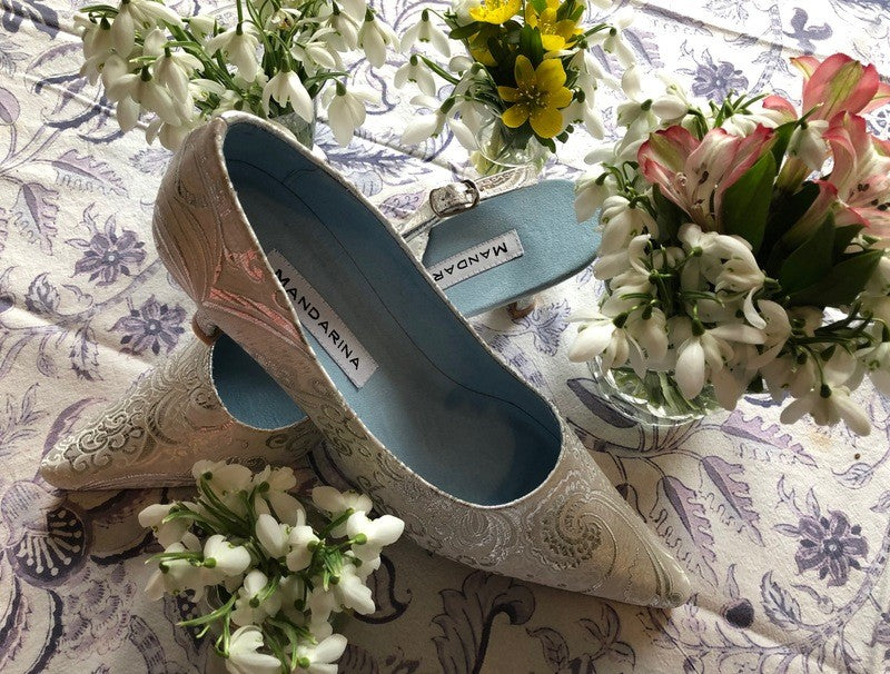 Silver Paisley Court Shoes