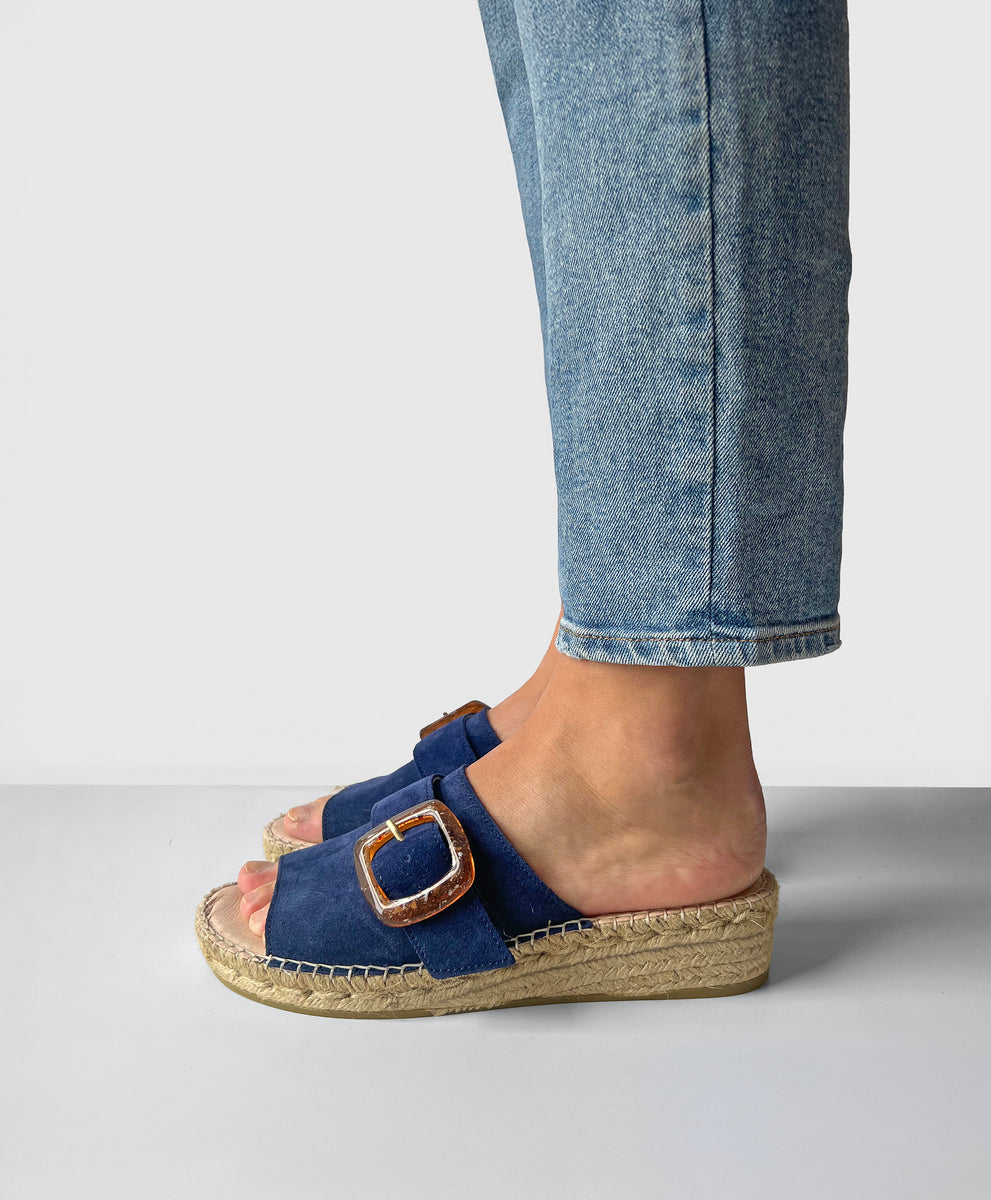 Palma Buckled Slides / Navy