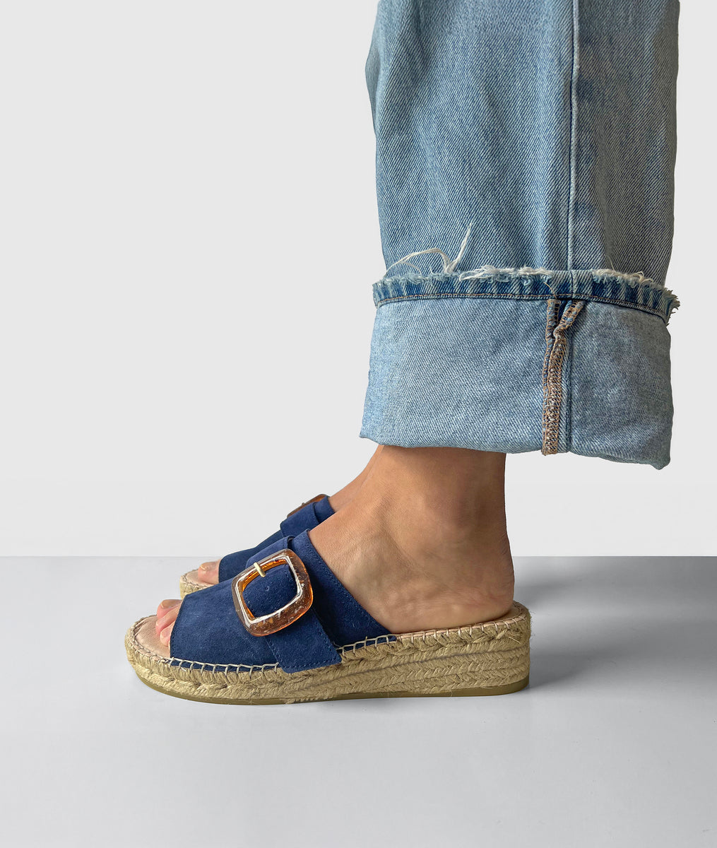 Palma Buckled Slides / Navy