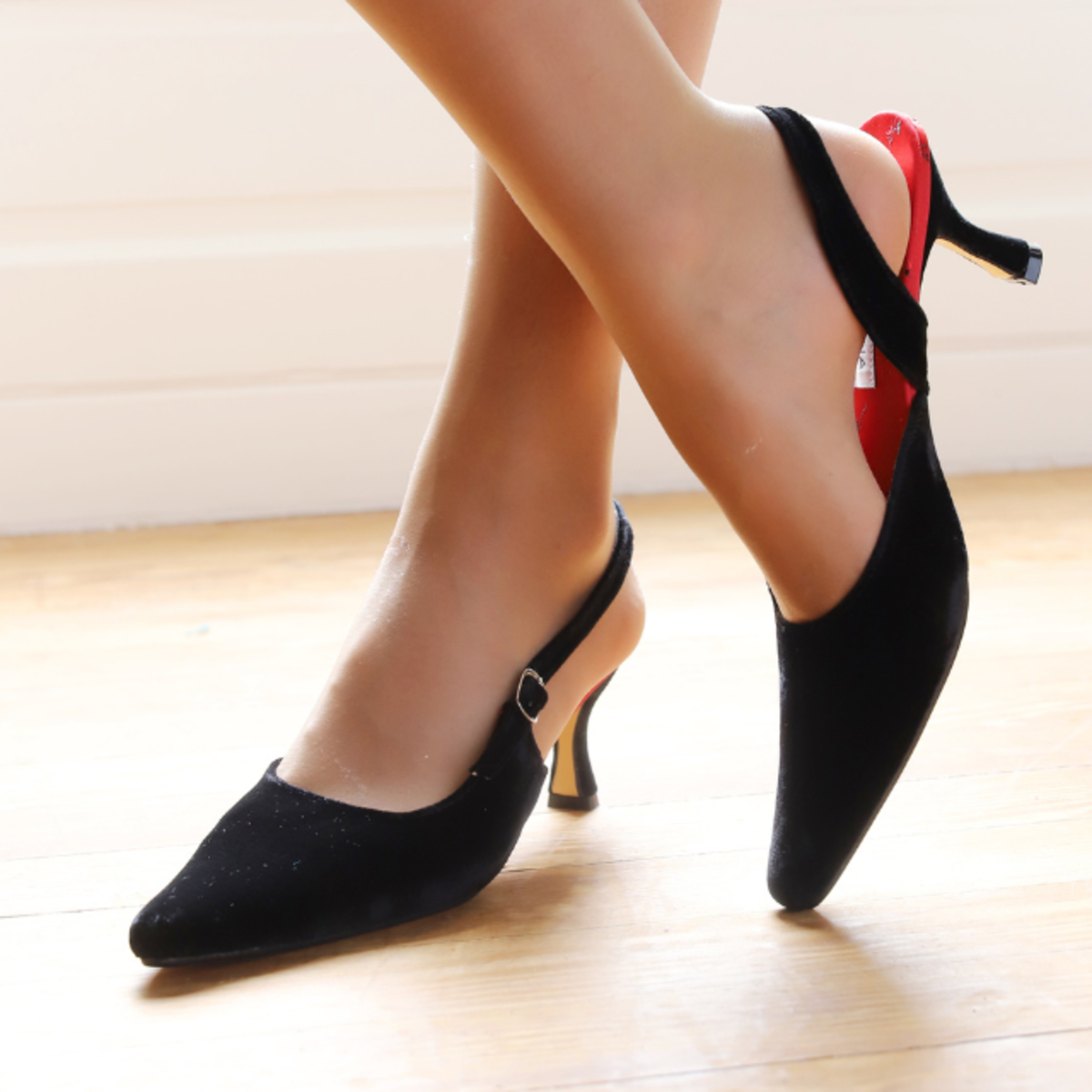 Black Velvet Slingback Shoes