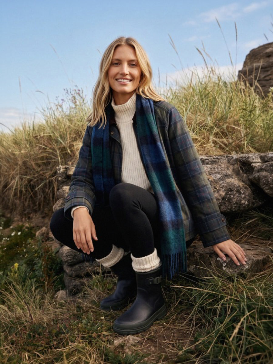 Black Fur Lined Short Welly Boots