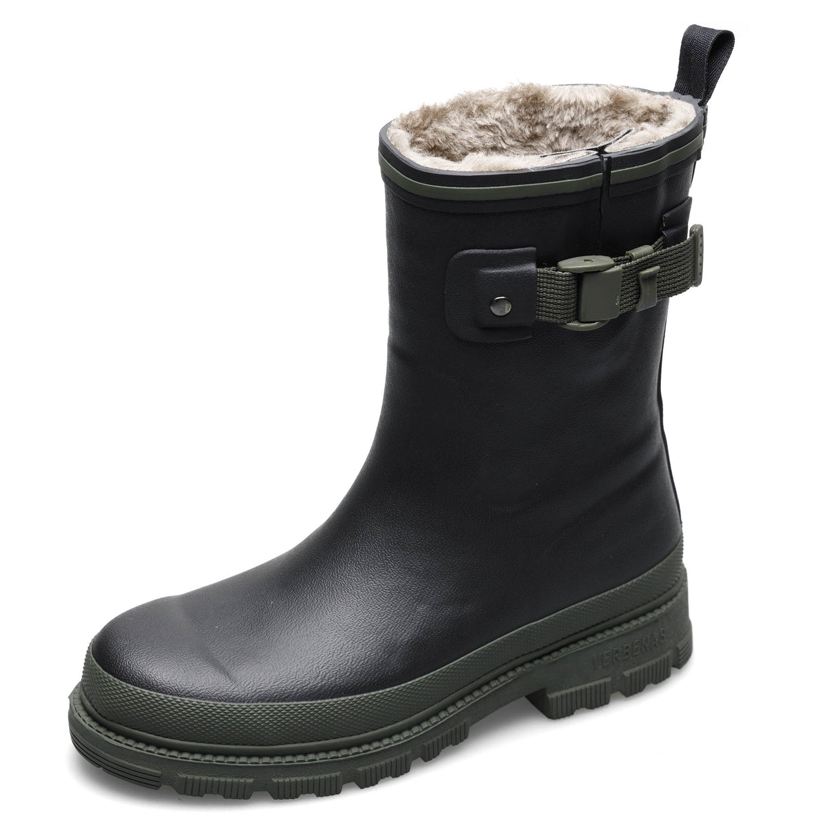 Black Fur Lined Short Welly Boots